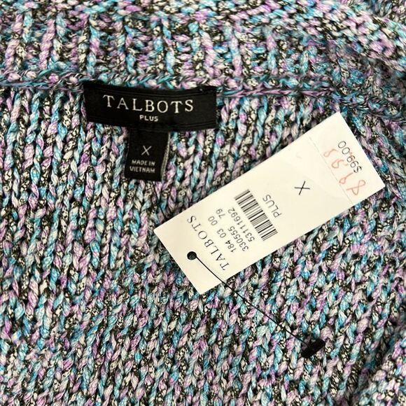 ❤️Last Chance Talbots Cotton Blend Speckled Yarn Knit Eyelet Pullover Size 1X - Picture 5 of 8